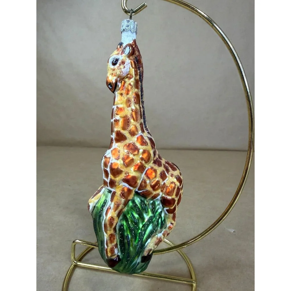Vintage Slavic Treasures Glass Giraffe Christmas Ornament Poland Handmade 2001